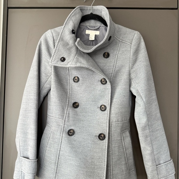 Grey Double Breasted Pea Coat - Picture 6 of 13